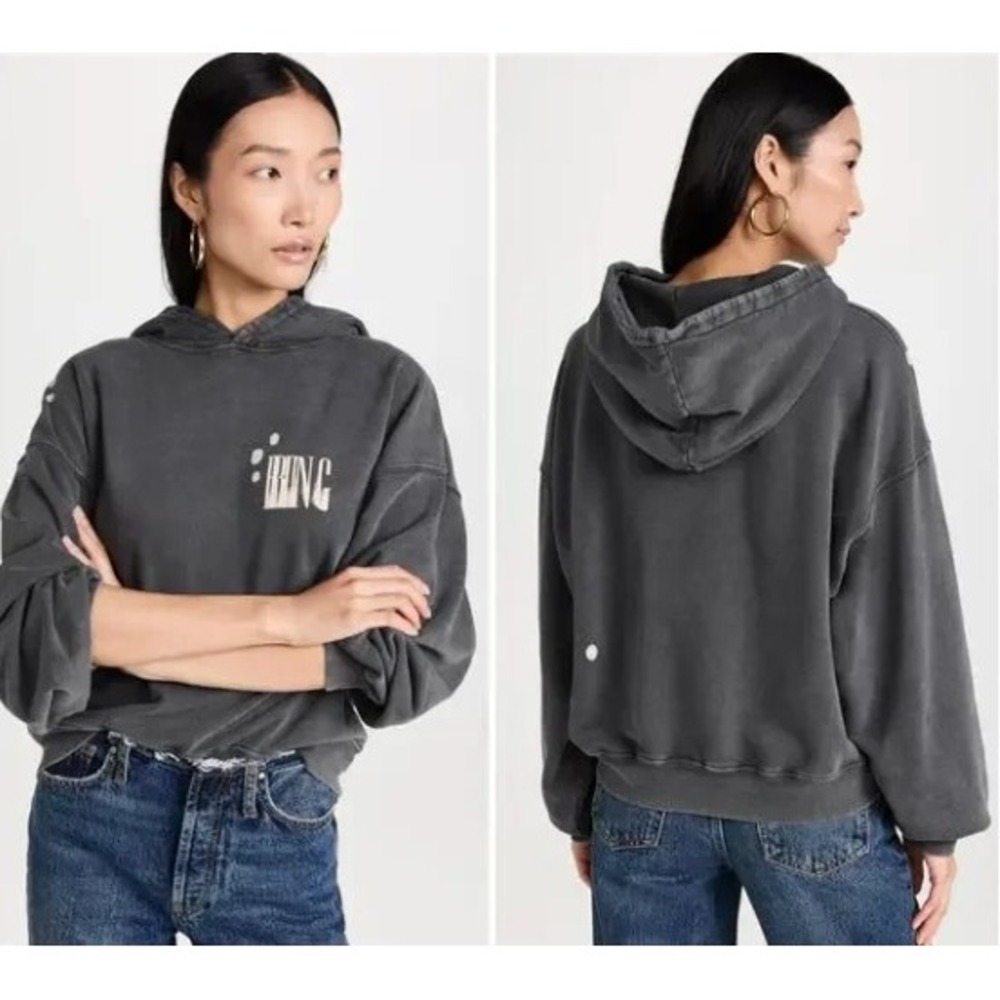 Anine Bing Distressed Wash Hoodie Sweatshirt Pullover Casual Streetwear